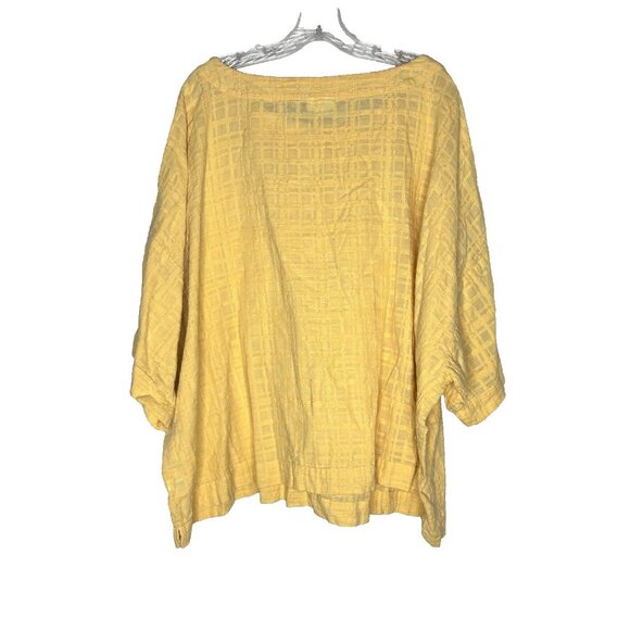 Pure J Jill Women’s 4X Tunic Top 100% Cotton Textured Yellow Oversized Plus Size - Picture 3 of 4